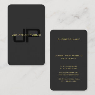 Cartão De Visita Monograma Elegante Faux Dourado Oceânia Vertical P