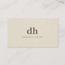 Cartão De Visita Monograma Elegante Minimalista Textura Creme Bege