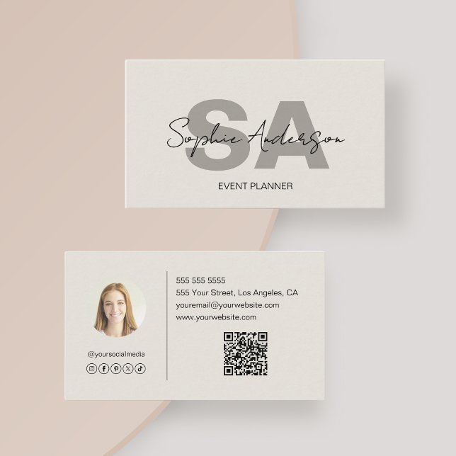 Cartão De Visita Monograma Elegante Moderno (Modern Elegant Monogram Business Card)