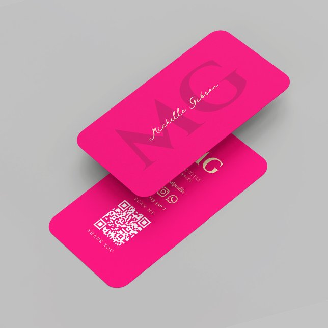 Cartão De Visita Monograma Elegante Moderno Rosa (Modern Elegant Monogram Gold Pink Business Card
)