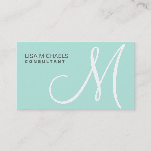 Cartão De Visita Monograma Elegante para Artista de Composição Azul (Frente)