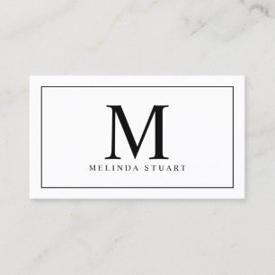 Cartão De Visita Monograma Elegante Preto e Branco