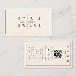 Cartão De Visita Monograma Elegante Profissional Marrom Marfim Mode