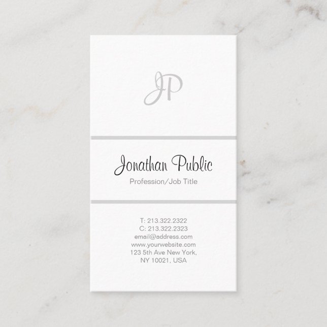 Cartão De Visita Monograma Elegante Profissional Simples Moderno Br (Frente)