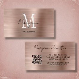 Cartão De Visita Monograma em Rose Gold QR