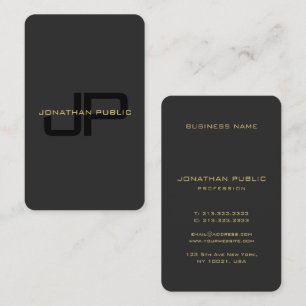 Cartão De Visita Monograma esmaecido Texto Dourado Tamanho do Ocean