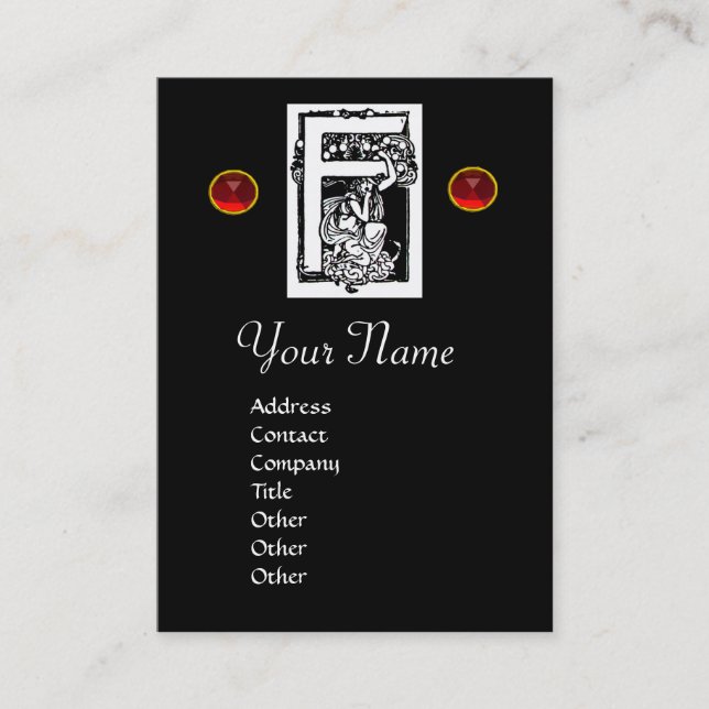 CARTÃO DE VISITA MONOGRAMA F, RUBY (Frente)