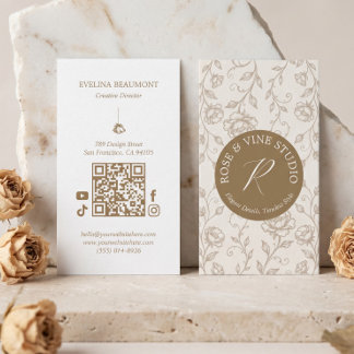 Cartão De Visita Monograma Floral de Flores Silvestres em Estilo de