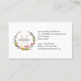 Cartão De Visita Monograma Floral Personalizado Blossomo Woodland