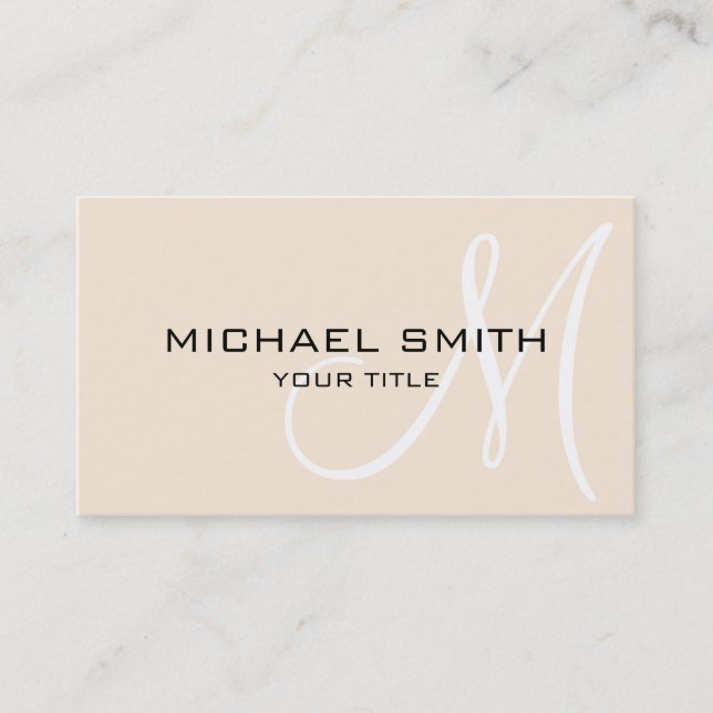 Cartão De Visita Monograma Fundo de cor branca antiga (Frente)