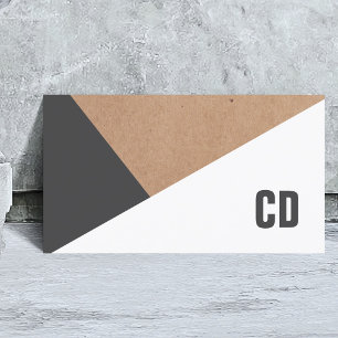 Cartão De Visita Monograma Geométrico Branco Cinza de Papel Kraft M