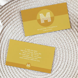 Cartão De Visita Monograma Geométrico Moderno Yellow Retro Mostard