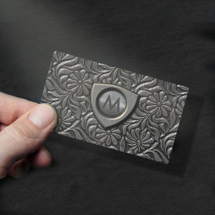 Cartão De Visita Monograma gravado ID139 do protetor do metal