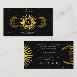Cartão De Visita Monograma Holístico Sagrado Celestial Sun Moon Rei