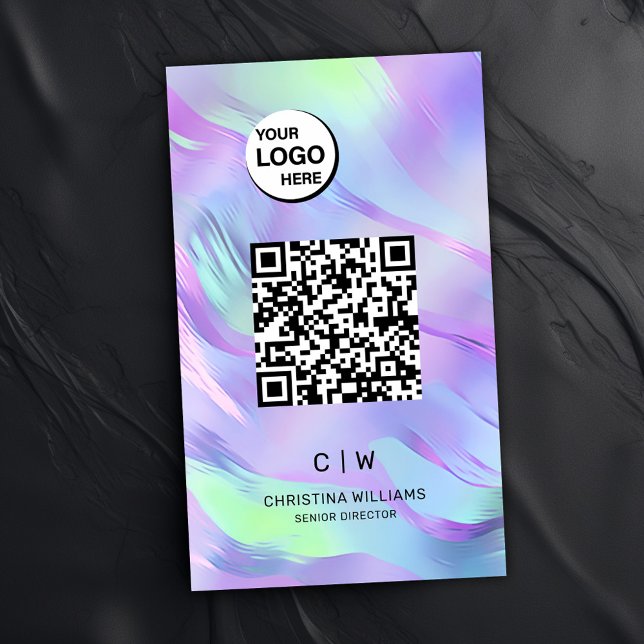 Cartão De Visita Monograma Holográfico do Código QR (QR Code Holographic Monogram Business Card)