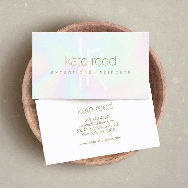 Cartão De Visita Monograma Holográfico Moderno (Criador carregado)