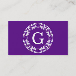 Cartão De Visita Monograma Inicial do Quadro-Chave Grego - Purple W