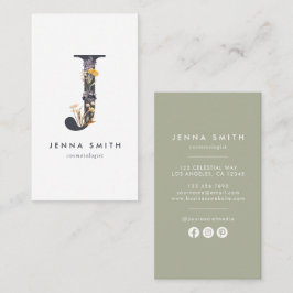 Cartão De Visita Monograma J de flor selvagem