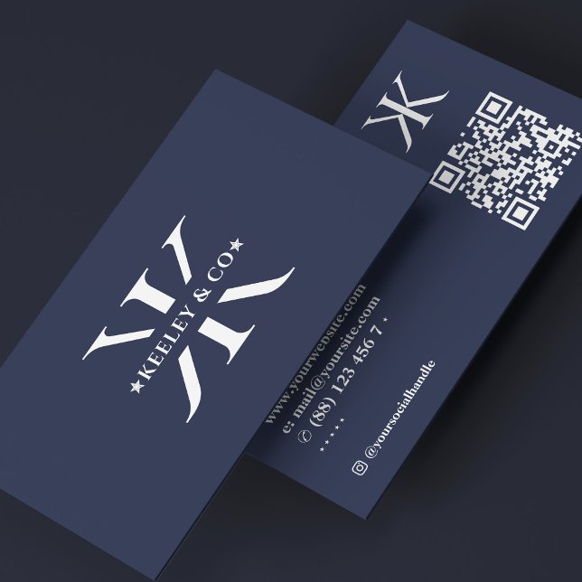 Cartão De Visita Monograma K Logotipo Profissional Moderno Charcarb (Monogram K Modern Professional Logo Charcoal Blue Business Card
)