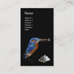 Cartão De Visita MONOGRAMA KINGFISHER, Azul Elétrico, Preto, Péro