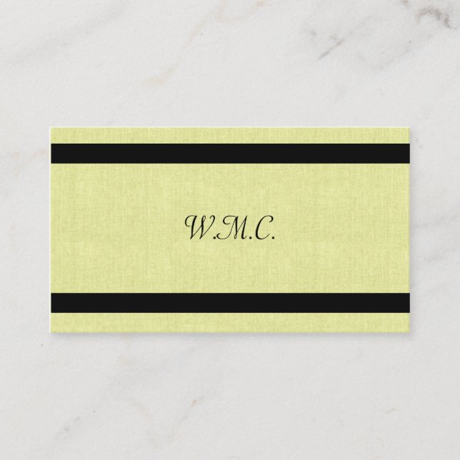 Cartão De Visita Monograma Linen e Borda Preta (Frente)