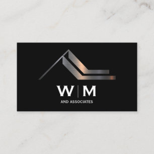 Cartão De Visita Monograma Logotipo do imóvel metálico moderno