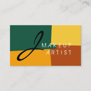 Cartão De Visita Monograma Makeup Artist Modern Retro Cores #10