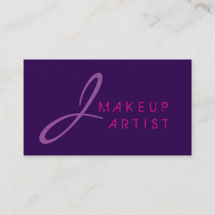 Cartão De Visita Monograma Makeup Artist Purple Background