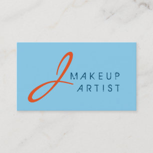 Cartão De Visita Monograma Makeup Artista Baby blue Fundo