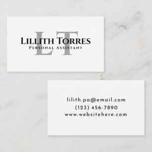 Cartão De Visita Monograma minimalista elegante Tipografia limpa