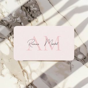 Cartão De Visita Monograma Minimalista Nome e Nome Inicial Pastel R