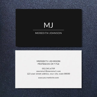 Cartão De Visita Monograma Minimalista Profissional Elegante Simple