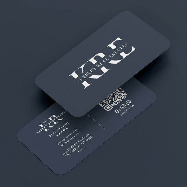 Cartão De Visita Monograma Mínimo Carvões Modernos (Minimal Monogram Charcoal Modern Professional Business Card
)