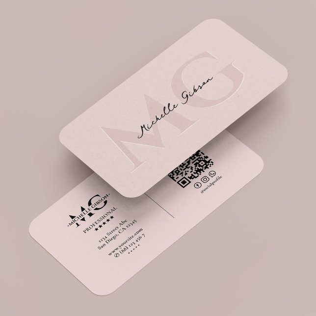 Cartão De Visita Monograma mínimo de beleza rosada profissional (Minimal Professional Pink Beauty Monogram Business Card
)