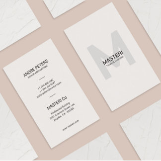 Cartão De Visita Monograma Mínimo de Cinza Pálida Sombreada Moderna