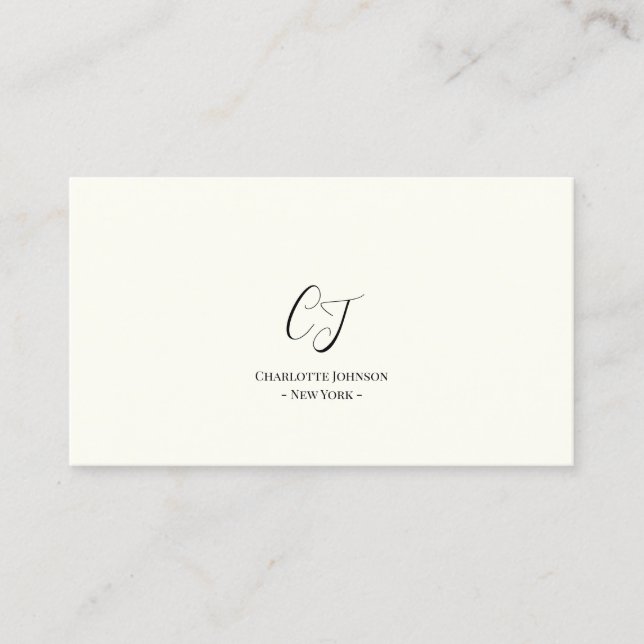 Cartão De Visita Monograma Mínimo de Luxo Na moda de Bico Negro de  (Frente)