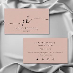 Cartão De Visita Monograma Mínimo Elegante de Lente Rosa Moderno