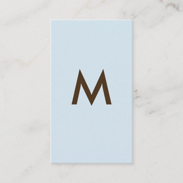Cartão De Visita Monograma mínimo Fundo azul castanho (Frente)