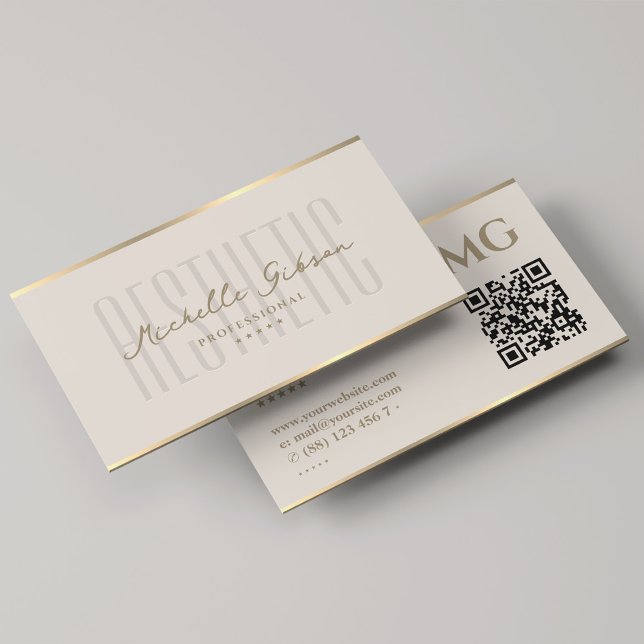 Cartão De Visita Monograma Mínimo Monograma de Areia Profissional (Minimal Aesthetic Monogram Sand Beige Professional Business Card
)