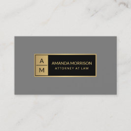 Cartão De Visita Monograma Mínimo Profissional Dourado/Cinza Advoga