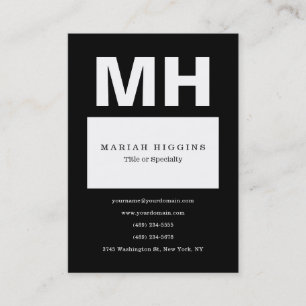 Cartão De Visita Monograma mínimo profissional preto e branco