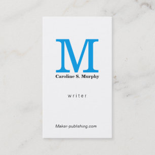 Cartão De Visita Monograma moderno (azul)