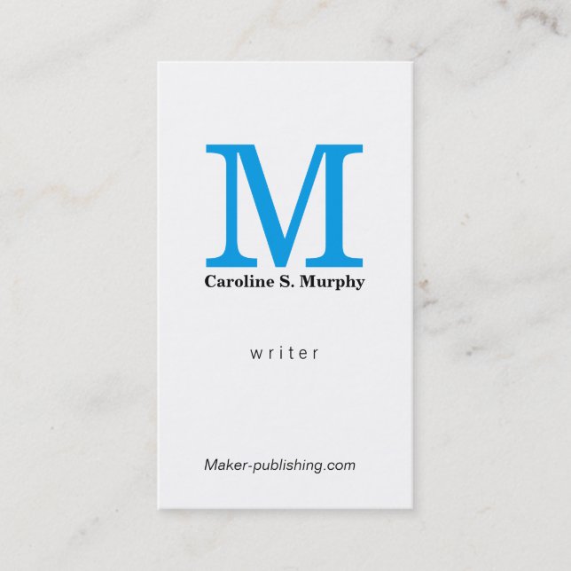 Cartão De Visita Monograma moderno (azul) (Frente)