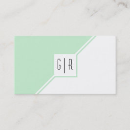 Cartão De Visita Monograma moderno branco e verde