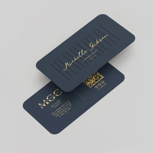 Cartão De Visita Monograma Moderno Cardiologista Elegante Azul