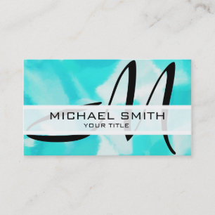 Cartão De Visita Monograma Moderno com abstrato de Cor 42