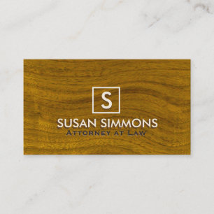 Cartão De Visita Monograma moderno com nome na Impressão de madeira