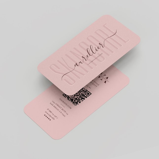 Cartão De Visita Monograma moderno Cosmetólogo Esteticista Rosa (Modern Monogram Cosmetologist Esthetician Pink Business Card
)