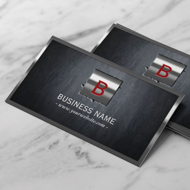 Cartão De Visita Monograma Moderno de Estrutura Metálica (Criador carregado)