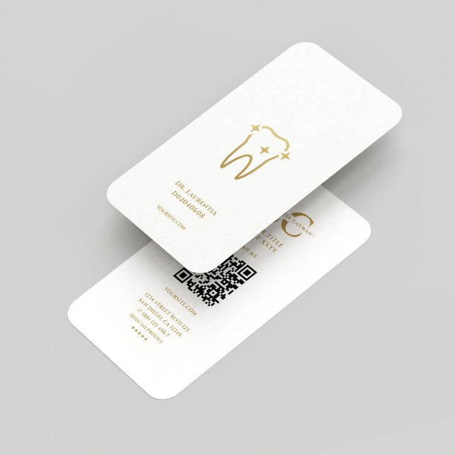 Cartão De Visita Monograma Moderno Dentista Ortodontista Branco Dou (Modern Monogram Dentist Orthodontist White Gold Business Card
)